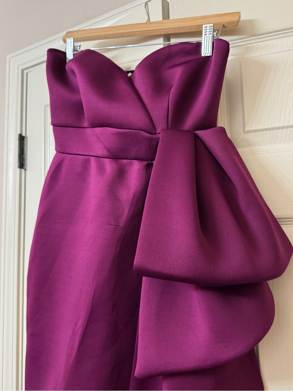 Va Va Voom Strapless Magenta Satin Cocktail Dress with Side Bow (MEDIUM)